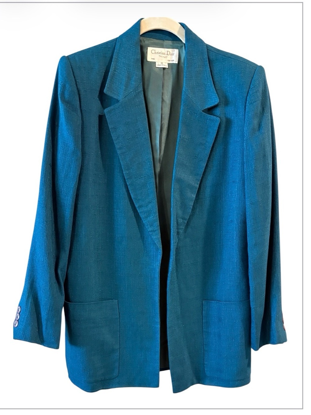 Vintage Christian Dior The Suit Teal Skirt Suit Set Size 10 Made in USA - Picture 2 of 16